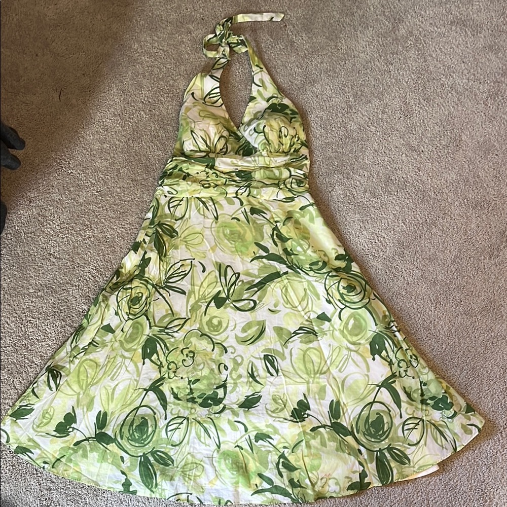 Madison Leigh Green Halter Backless Sundress for Weddings